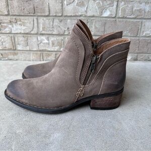 BORN Taupe Malta Il Leather Distressed Short Boots Size 9.5 M